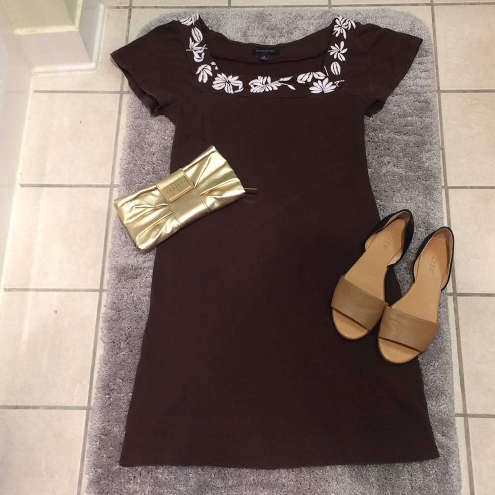 BANANA REPUBLIC Brown Dress with Flower Design